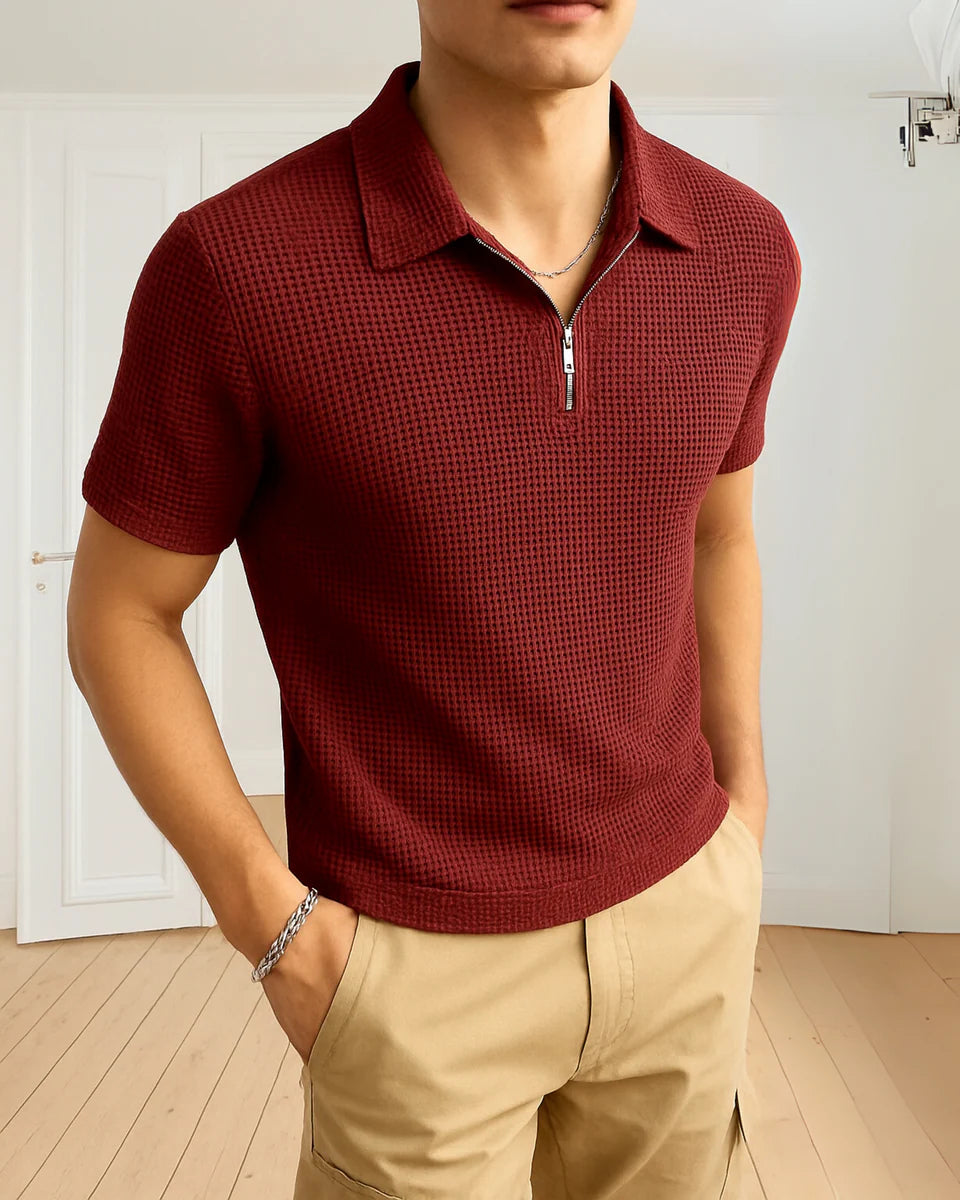 Trendy Waffle Knit Polo Shirts For Men / Polo Tshirt