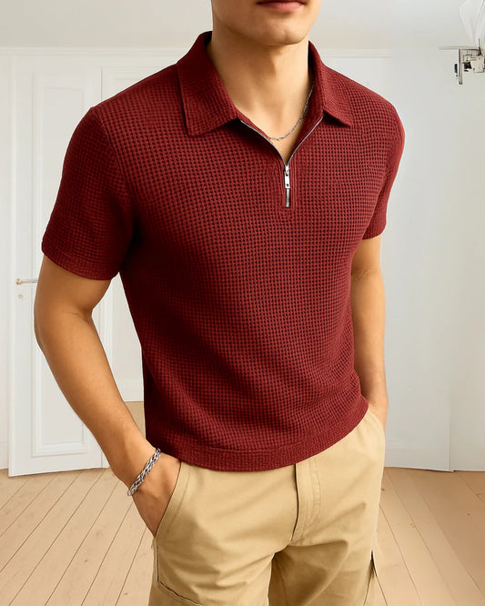Trendy Waffle Knit Polo Shirts For Men / Polo Tshirt