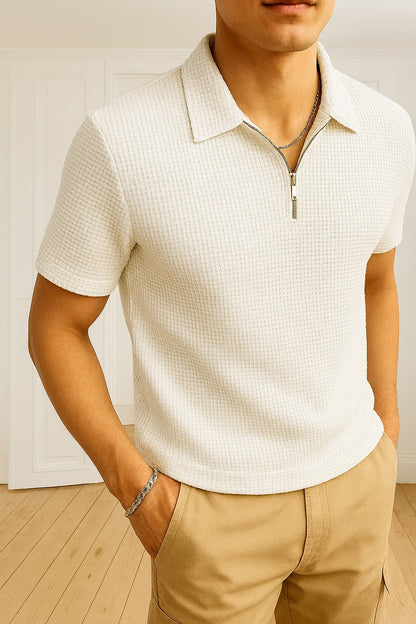 Trendy Waffle Knit Polo Shirts For Men / Polo Tshirt