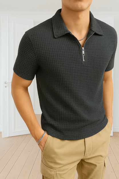 Trendy Waffle Knit Polo Shirts For Men / Polo Tshirt